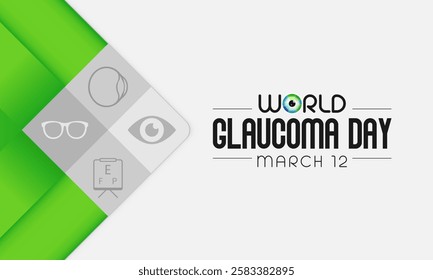 World Glaucoma day is observed every year on March 12, it is a group of eye conditions that damage the optic nerve, the health of which is vital for good vision. Vector illustration