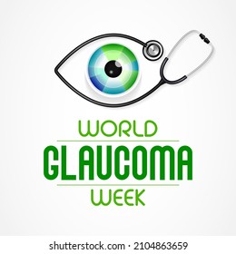 World Glaucoma Week is observed every year in March, it is a group of eye conditions that damage the optic nerve, the health of which is vital for good vision. Vector illustration