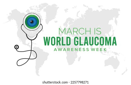 La Semana Mundial del Glaucoma se celebra cada año en marzo, es un grupo de afecciones oculares que dañan el nervio óptico, cuya salud es vital para una buena visión. Ilustración del vector