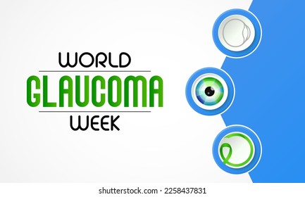 World Glaucoma Week is observed every year in March, it is a group of eye conditions that damage the optic nerve, the health of which is vital for good vision. Vector illustration