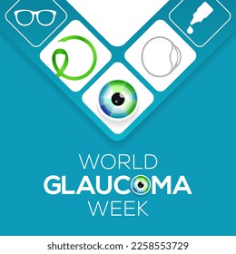 World Glaucoma Week is observed every year in March, it is a group of eye conditions that damage the optic nerve, the health of which is vital for good vision. Vector illustration