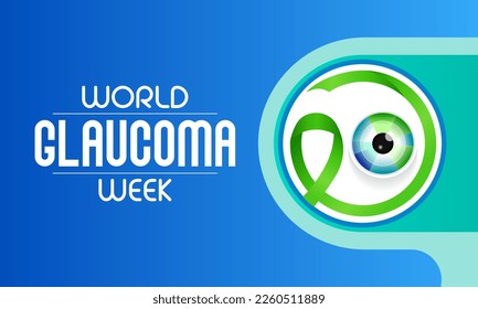 La Semana Mundial del Glaucoma se celebra cada año en marzo, es un grupo de afecciones oculares que dañan el nervio óptico, cuya salud es vital para una buena visión. Ilustración del vector