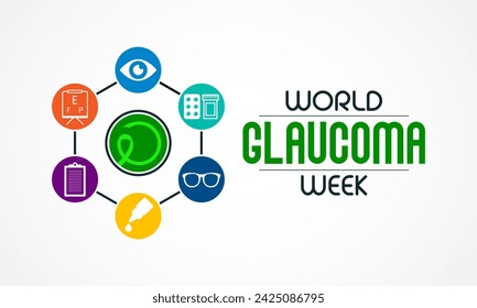 World Glaucoma Week is observed every year during March, it is a group of eye conditions that damage the optic nerve, the health of which is vital for good vision. Vector illustration