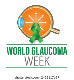 World Glaucoma Week. Observed in March. Ocular pressure on optic nerve causing damage. Vector illustration