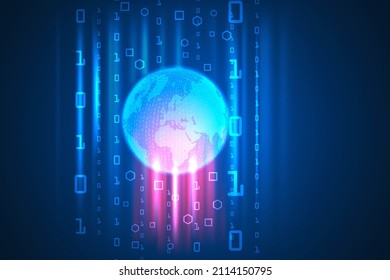 world global connection privacy with binary code technology abstract. futuristic top protection background.