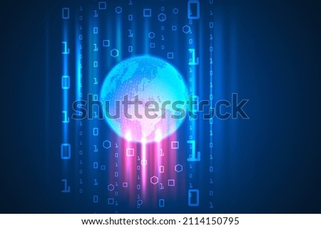 world global connection privacy with binary code technology abstract. futuristic top protection background.