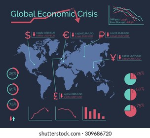 World Global Economic Crisis. Financial Vector Infographic.