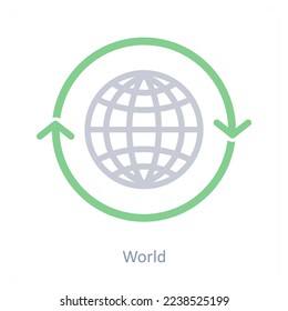 Concepto de icono mundial y mundial