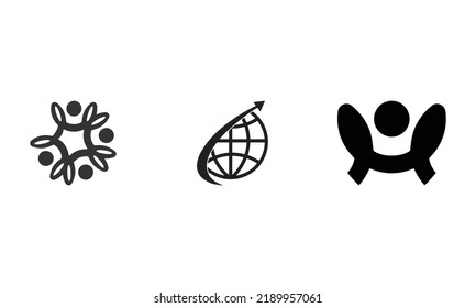 World Global Logo.All In One Abstract People Network Logo Icon Elements Template