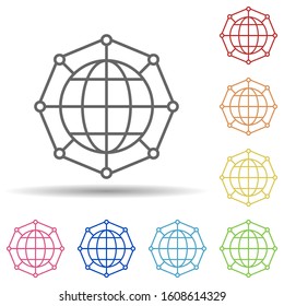 World, global, network in multi color style icon. Simple thin line, outline vector of business icons for ui and ux, website or mobile application