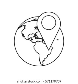 world global pointer map direction thin line