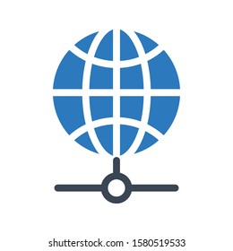 world global vector glyph color icon 