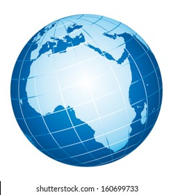 World globe. African view. Vector icon.