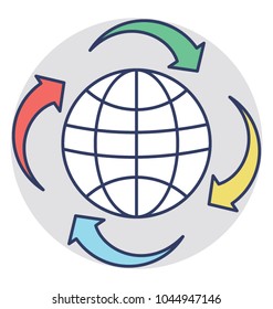 
World globe with arrow cycle the concept of global communication 
