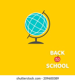 World globe. Back to school. Flat design style. Vector illustration