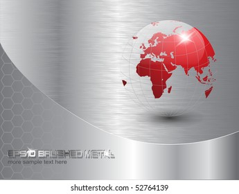 world globe background with polished metal texture. EPS10 vector