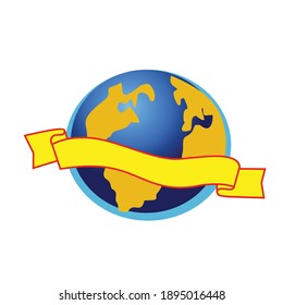 world globe with banner vector design