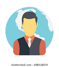 
A world globe behind the man, concept of global interaction
