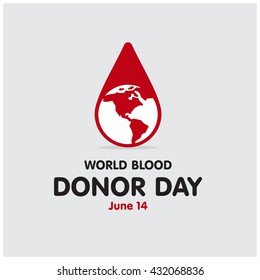 World globe in blood Drop. World blood donor day typography template