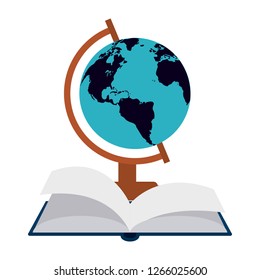 World globe and book open