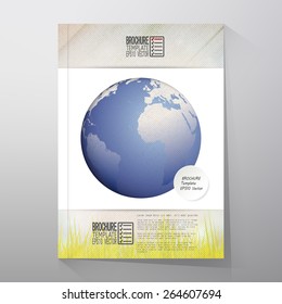 World globe. Brochure, flyer or report for business.
