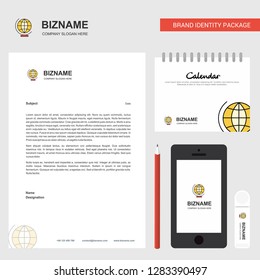 World globe  Business Letterhead, Calendar 2019 and Mobile app design vector template