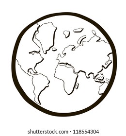 world globe.  A cartoon sketch.