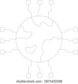 world globe and circuit Vector Icon 