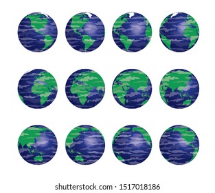 World Globe Cloud Animation Frame Spinning Vector-01