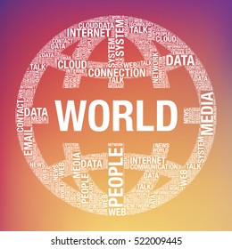 World globe connections network, technology concept vector illustration