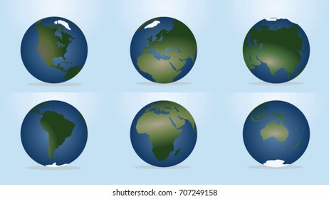 World globe. Continents map. vector illustration