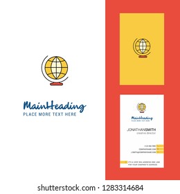 World globe  Creative Logo and business card. vertical Design Vector