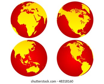 world globe in different positions