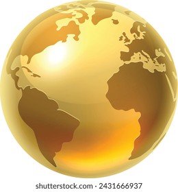 A world globe earth global map gold or golden planet 