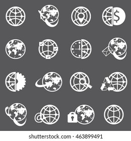 World globe earth icon set illustration