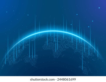 World Globe Earth Technology Global Connect Internet Netzwerk Hintergrund. Planet World Globe Map Data Technology Illustration