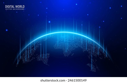 World globe earth technology global connect internet network background. Planet world globe map data technology illustration