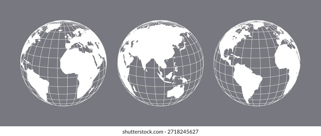 Icono del Vector de la tierra del mundo. Mapa global del planeta América Asia Mundo Tierra concepto de viaje ilustración.