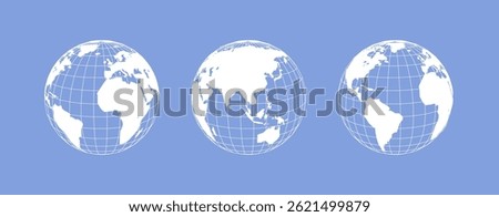 World globe earth vector icon. Global planet map america asia world earth travel concept illustration.