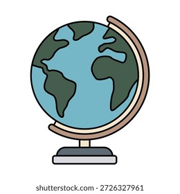 Ícone de educação mundial representando o aprendizado de geografia, a consciência global, o conhecimento mundial e os conceitos educacionais.