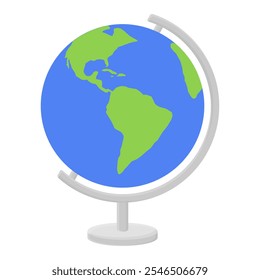 World Globe Education with Stand Vector. World Map Globe Illustration. Simple Globe Icon.