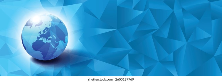 World Globe Europe on a Triangle Background with Interposing triangle's creating an abstract pattern background