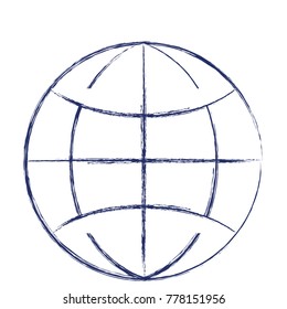 world globe flat icon in dark blue blurred silhouette
