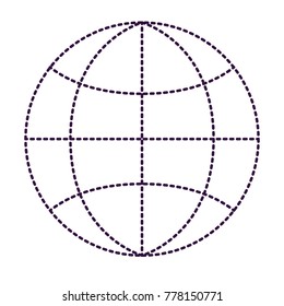 world globe flat icon in purple dotted silhouette