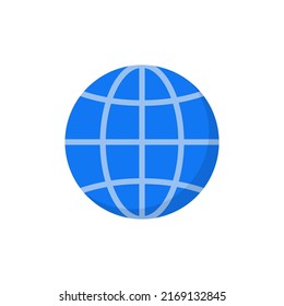 Weltkugel-Flachzeilensymbol. Das Symbol der globalen Vector Earth-Planeten-Linie. Reisen-Internet-Kugel