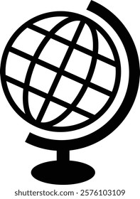 World globe in flat, line icon. Vector for apps or website Earth global country map planet Travel internet globe sign symbol isolated on transparent background international communication service