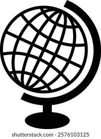 World globe in flat, line icon. Vector for apps or website Earth global country map planet Travel internet globe sign symbol isolated on transparent background international communication service