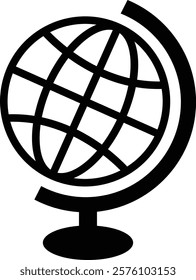 World globe in flat, line icon. Vector for apps or website Earth global country map planet Travel internet globe sign symbol isolated on transparent background international communication service