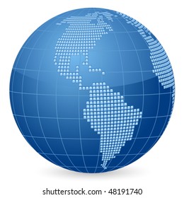 World globe formed by squares. Vector illustration.