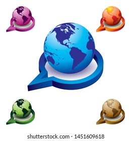 World globe forum talk logo vector